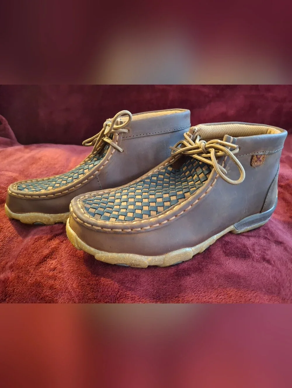 Twisted X Youth's Brown Woven Leather Chukka Moc Boot